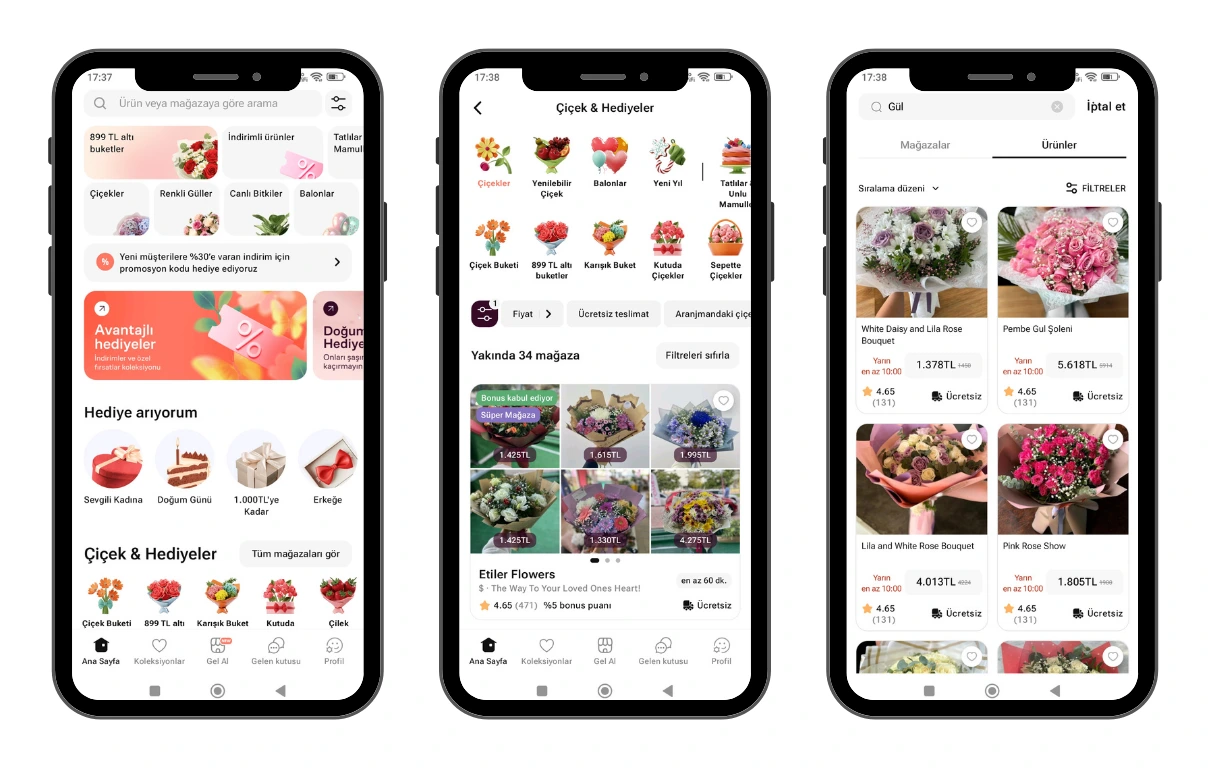 Çiçek & Hediye Satış Uygulaması Görseli