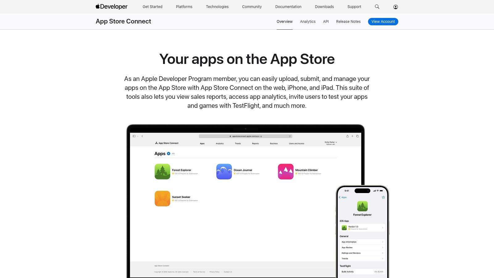 Screenshot from https://developer.apple.com/app-store-connect/